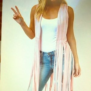 Pink Fringe- Accent Vest